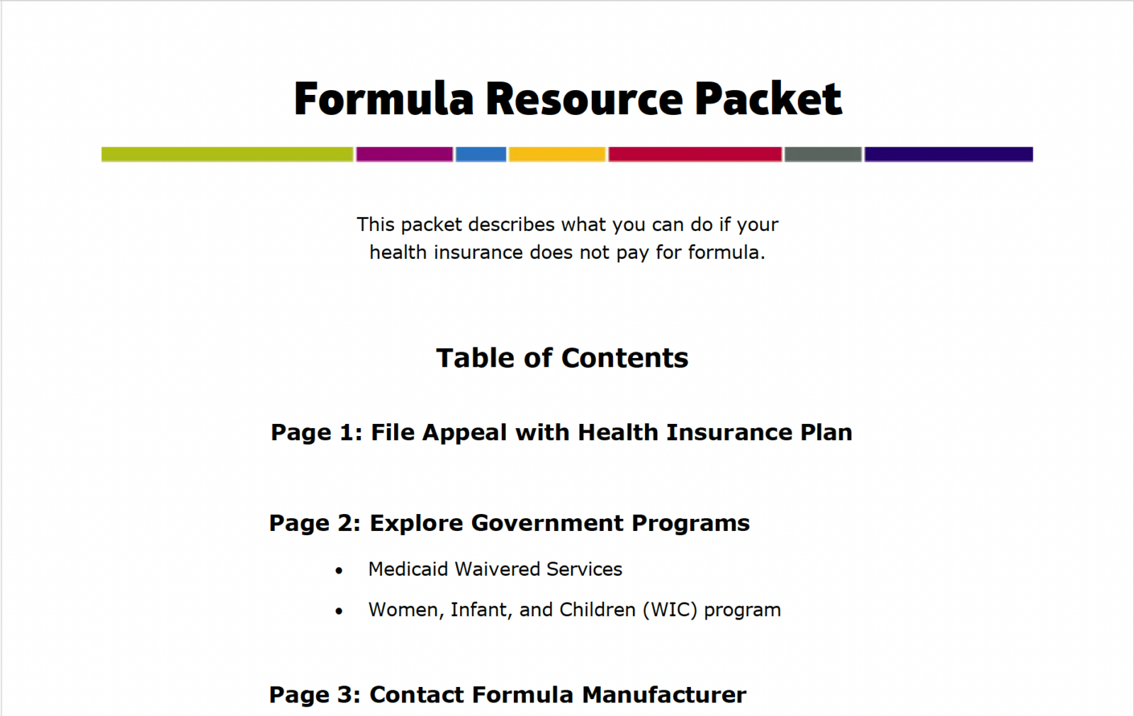 Formula Resource Packet (PDF)